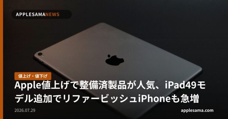 Apple値上げで整備済製品が人気、iPad49モデル追加でリファービッシュiPhoneも急増
