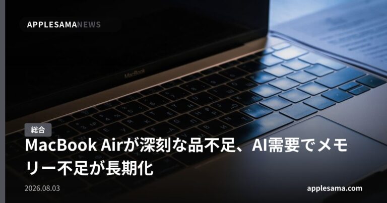 MacBook Airが深刻な品不足、AI需要でメモリー不足が長期化