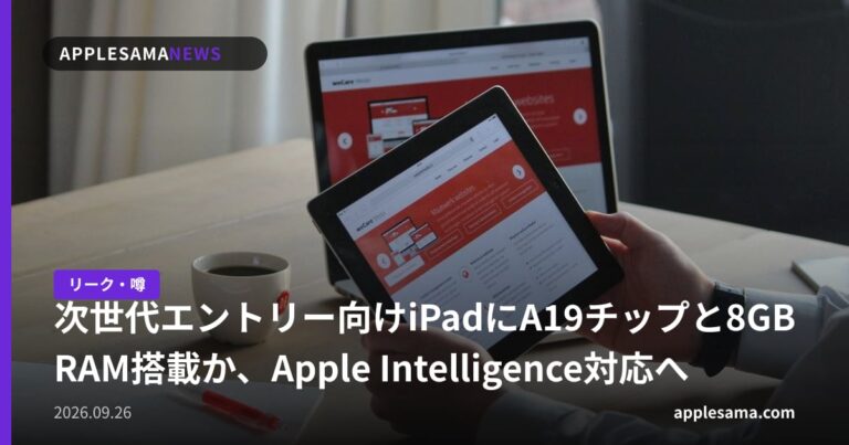 次世代エントリー向けiPadにA19チップと8GB RAM搭載か、Apple Intelligence対応へ